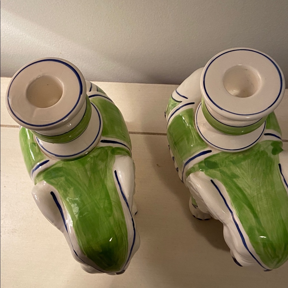 Vintage Fitz And Floyd Ceramic Elephant Candle Holders Set of 2 Rare - Picture 8 of 12